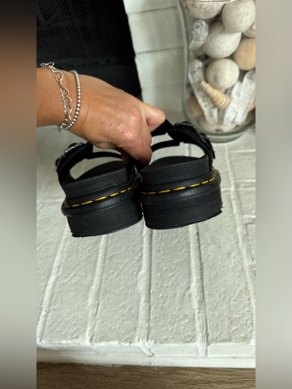 Dr. Martens Josef Hydro Leather Platform Sandals Black Double Buckle EU 38 US 6 - Picture 6 of 11